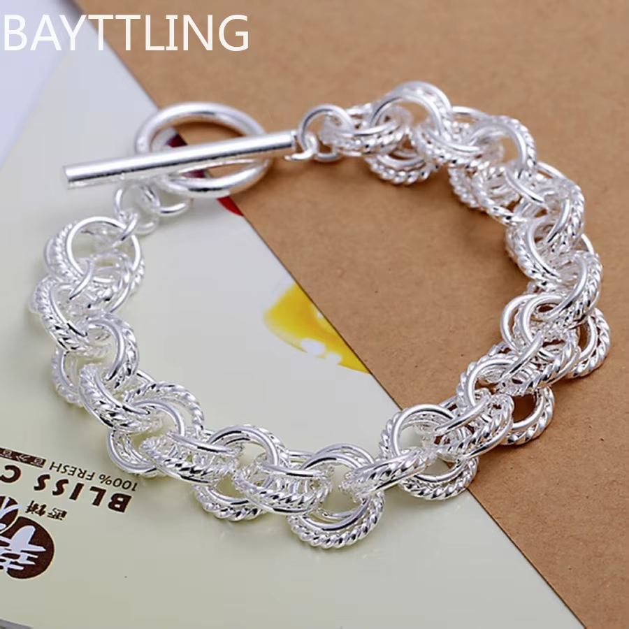 Bracelets couleur argent 925, bijoux de haute qualité, jolis bracelets populaires à la mode, cercle 