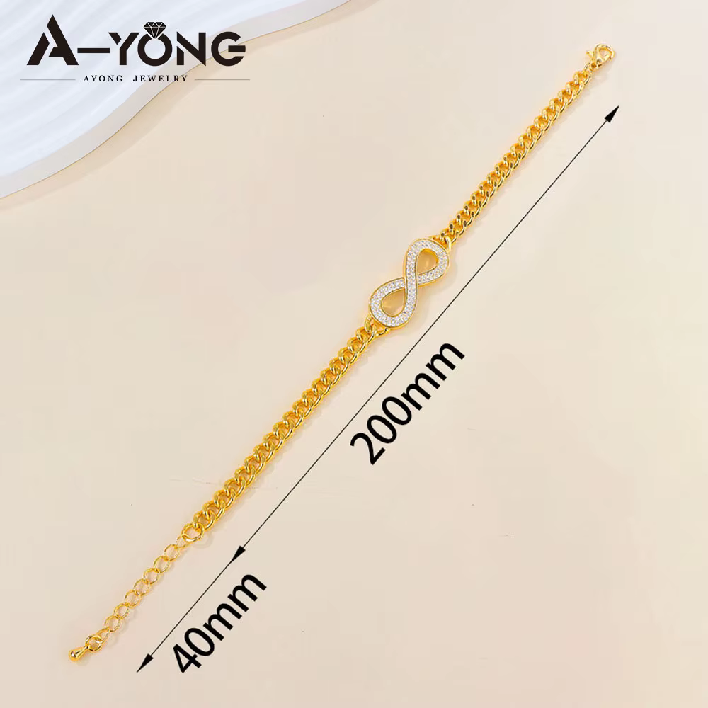 Ensemble de bijoux en zircone plaqué or 21 carats, pendentif infini, collier, Bracelet, bijoux de fê