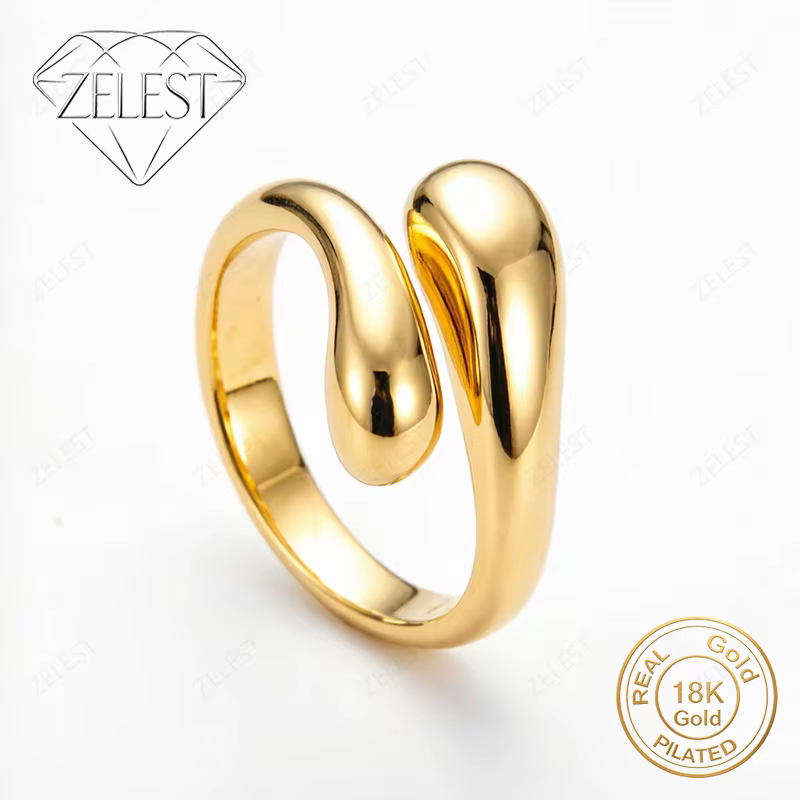 Bague ouverte brillante en argent 925 plaqué or 18 carats pour femme, accessoire de mode, bijou de f