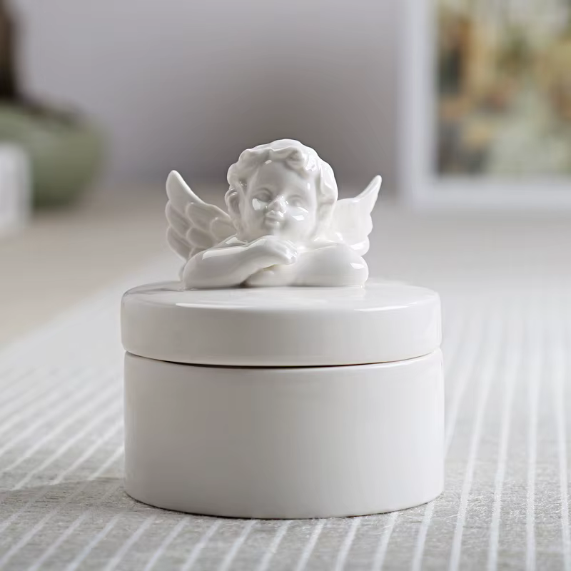 Boîte à bijoux ange en céramique européenne, boîtes de rangement pour cadeaux de mariage, artisanat 