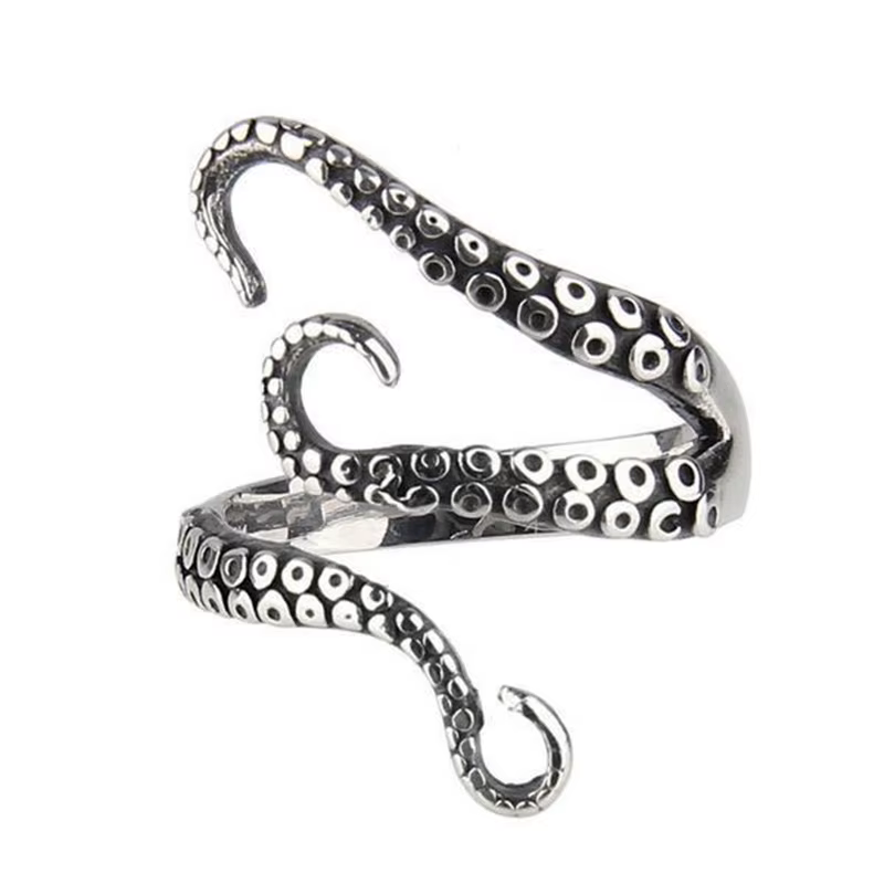 Bague tentacules de poulpe rétro pour hommes, Punk gothique Rock hip hop, anneau ouvert, accessoires