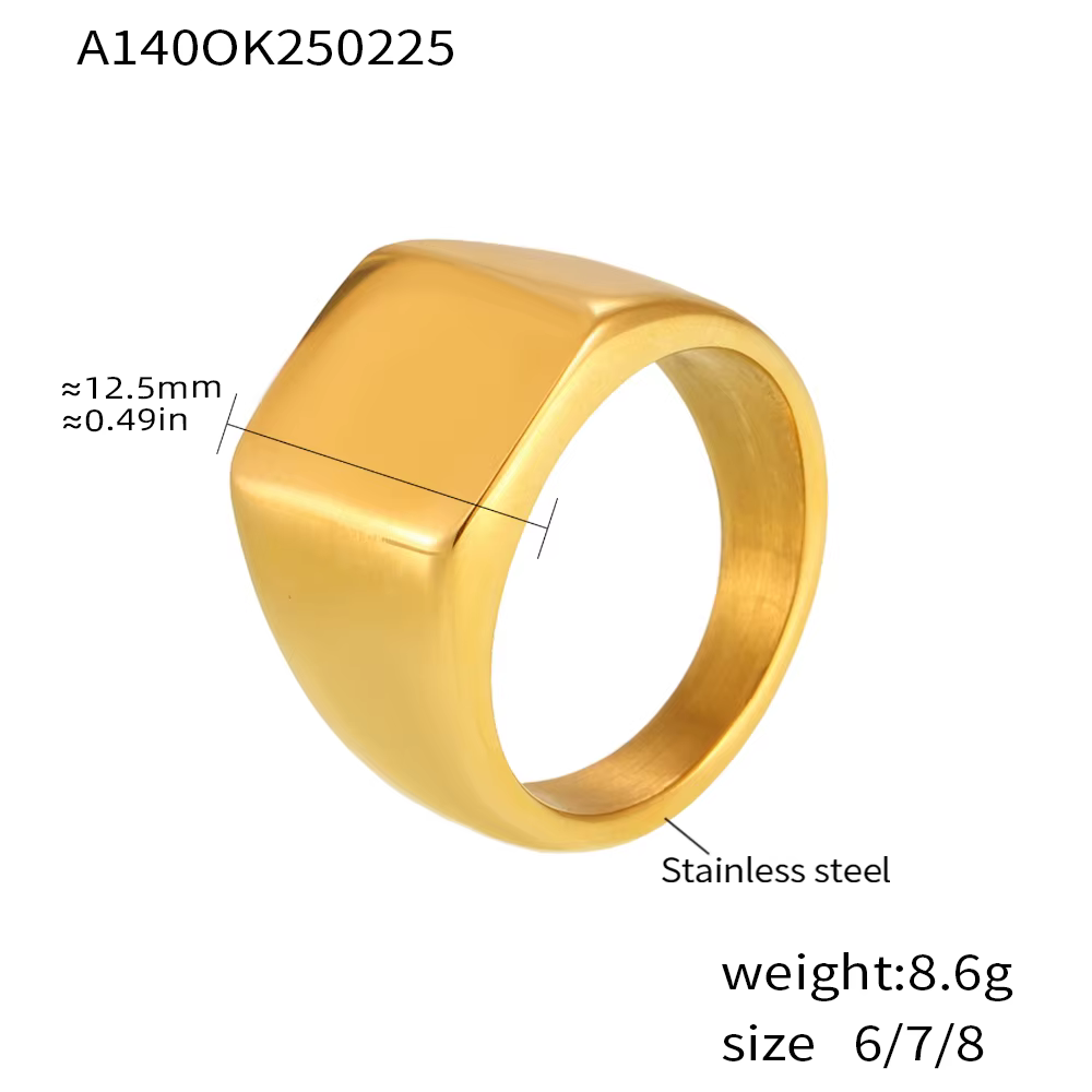Bague simple et brillante en acier inoxydable plaqué or, étanche, pour femme, couple, bague dorée po