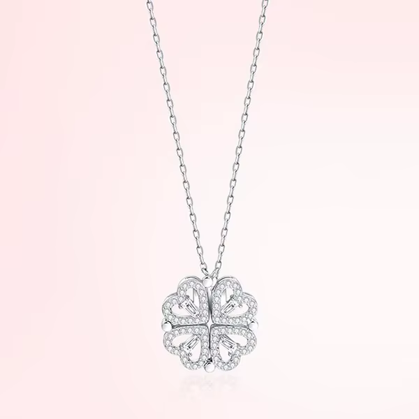 Collier avec pendentif trèfle à quatre feuilles en forme de cœur, bijoux en Zircon pour femmes, chaî