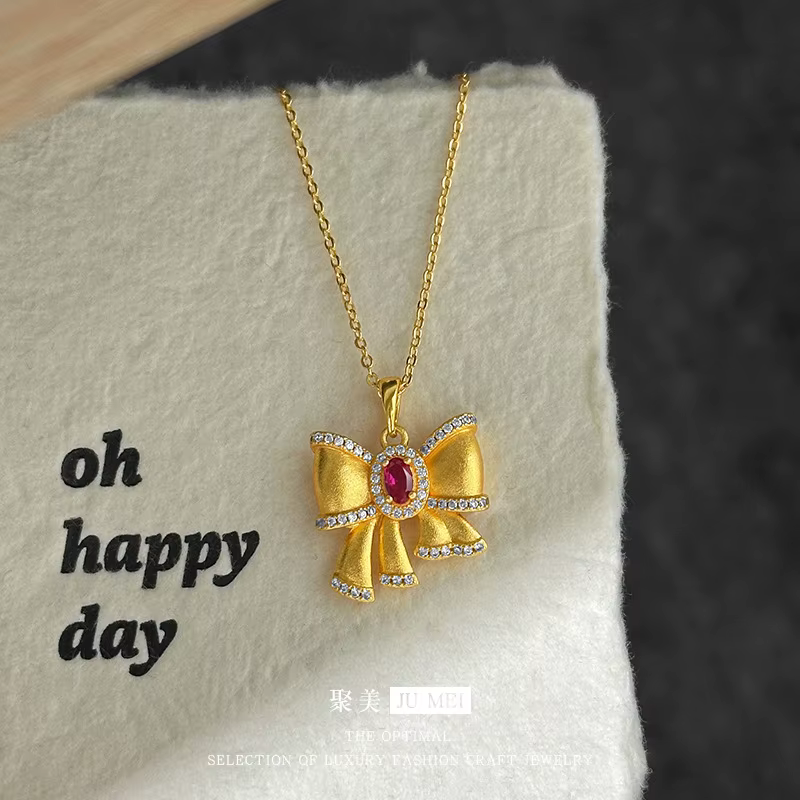Collier pendentif Fylia Jewelry en or véritable 24 carats 9999, motif nœud de princesse fugitive, ru