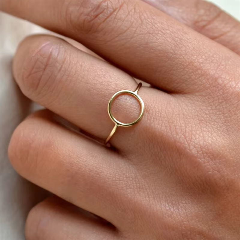 Bague en or 14K pour femmes, cercle de Karma rempli, bijoux de jointure, style Boho