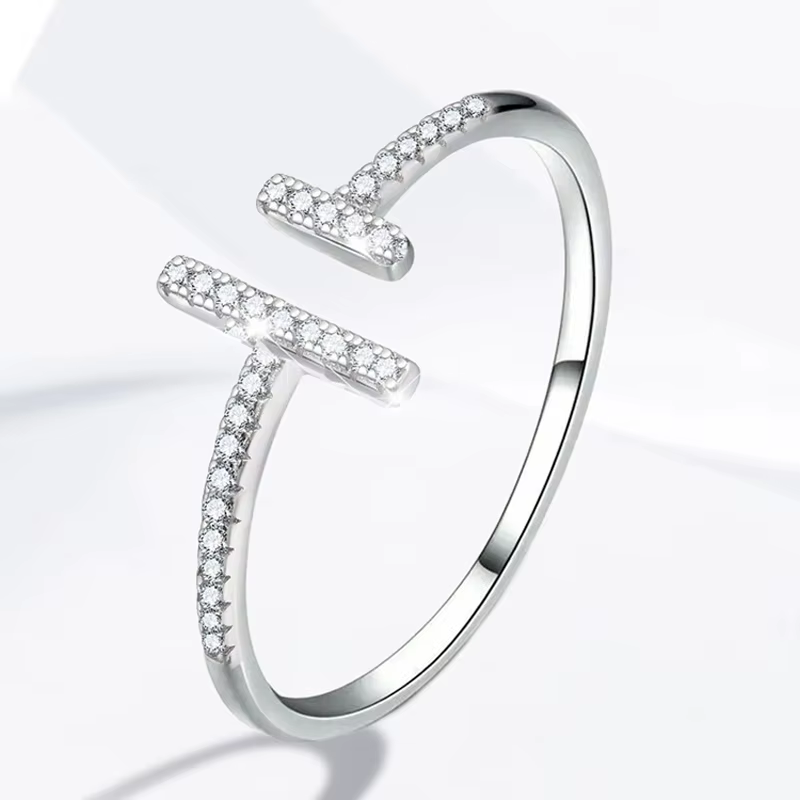 Bague en argent Sterling 925 pour femmes, Simple, brillante, longueur parallèle, Zircon réglable, fi