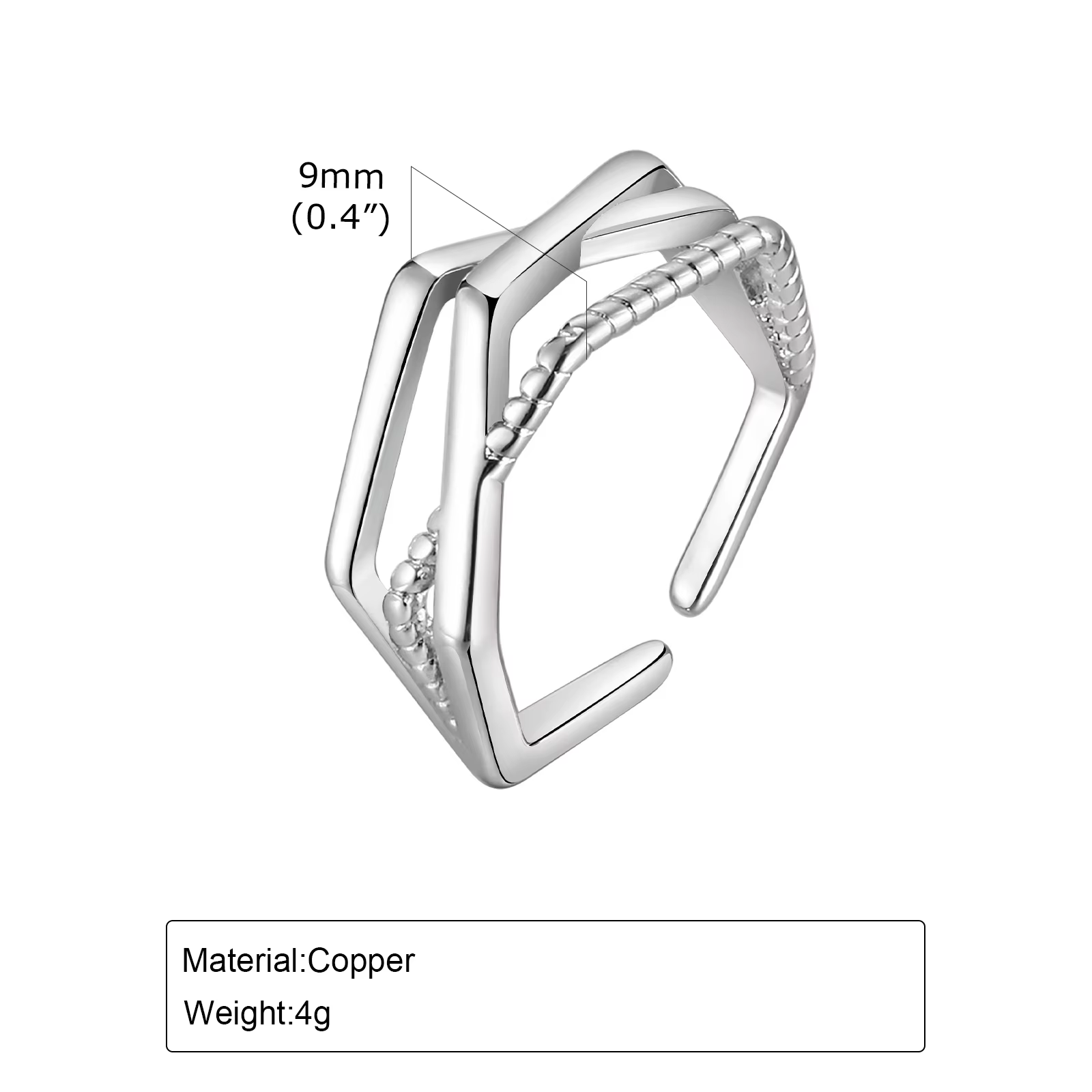 Bague géométrique torsadée réglable pour hommes et garçons, matiques ouvertes empilées, bijoux de dé