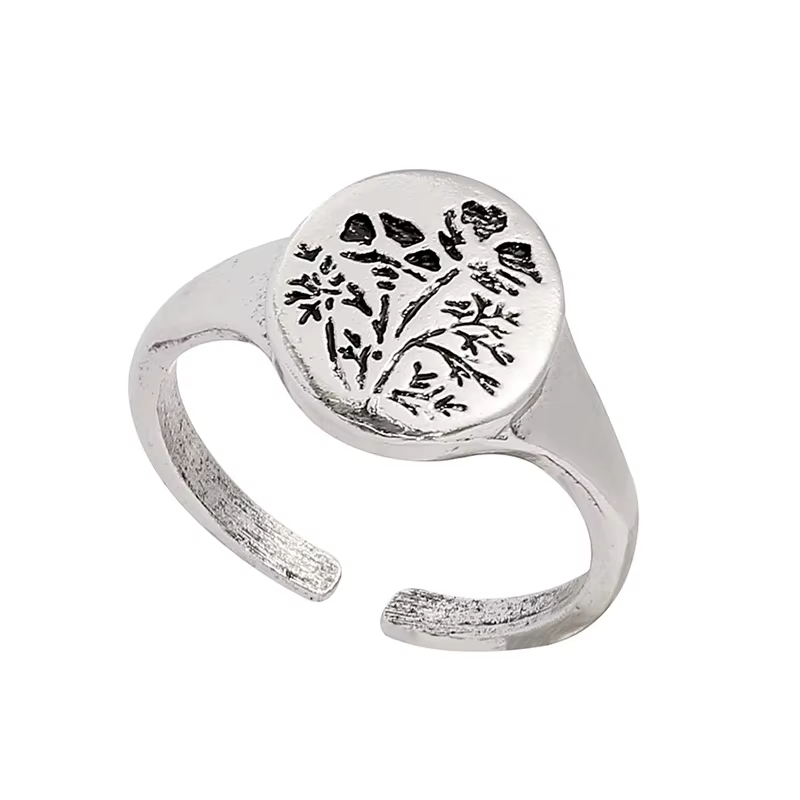 Bague ovale géométrique pour femmes, design simple de fleurs, feuilles et plantes, bijoux de mariage