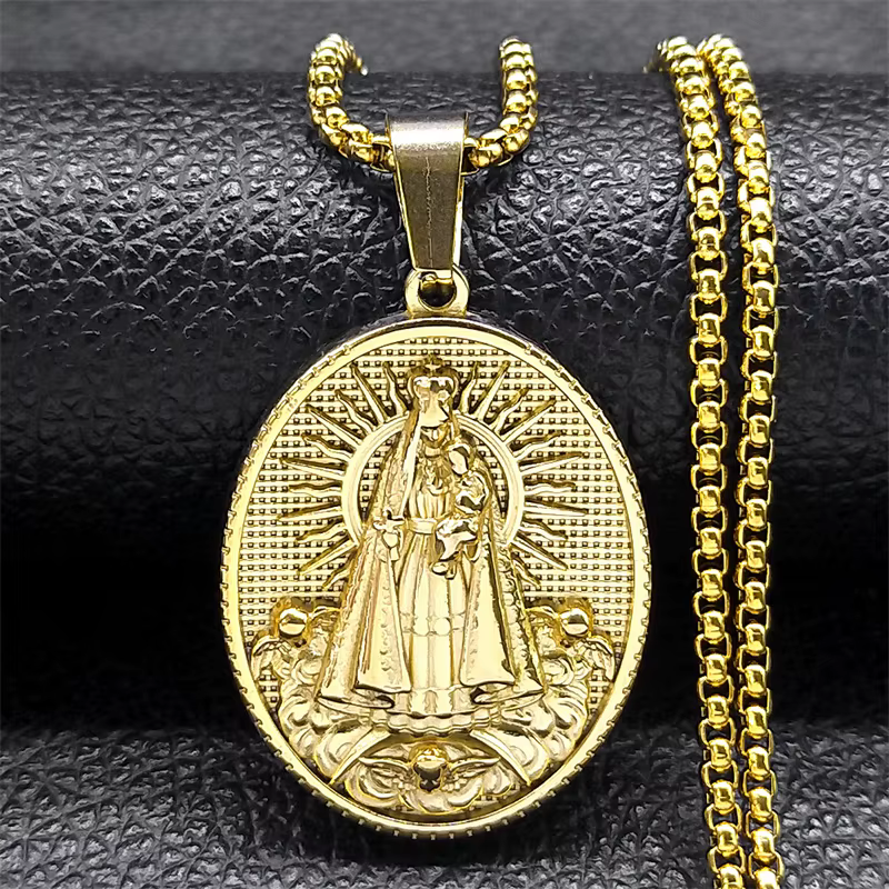 Collier médaille Nol'attitude Senhora pour hommes et femmes, acier inoxydable, or, document Joy, Bré