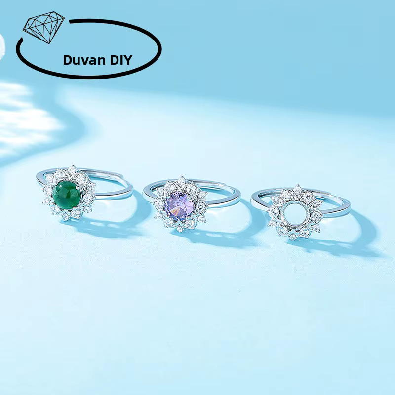 Bague pour femme en cuivre plaqué argent 925, motif flocon de neige blanc doré, sertie de diamants s