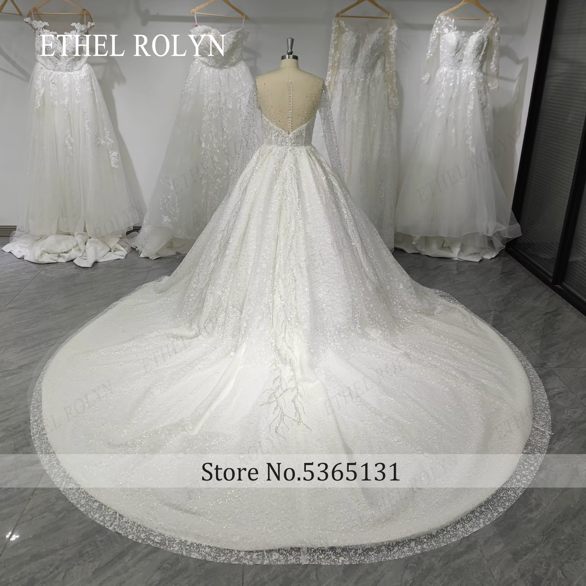 ETHEL ROLYN – robe de mariée de luxe pour femmes, style princesse, manches longues, entièrement orné
