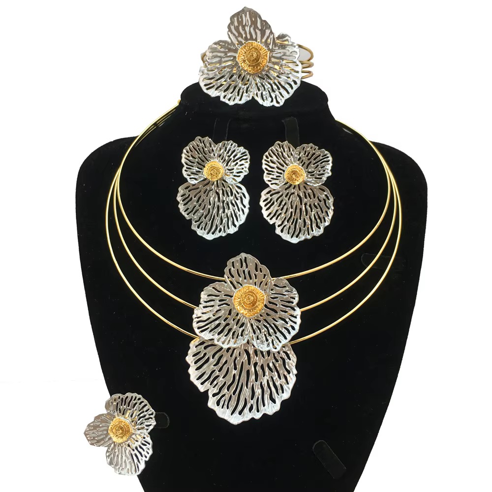 Ensemble de bijoux de mariée africaine de style simple pour femmes, collier de document en or léger,