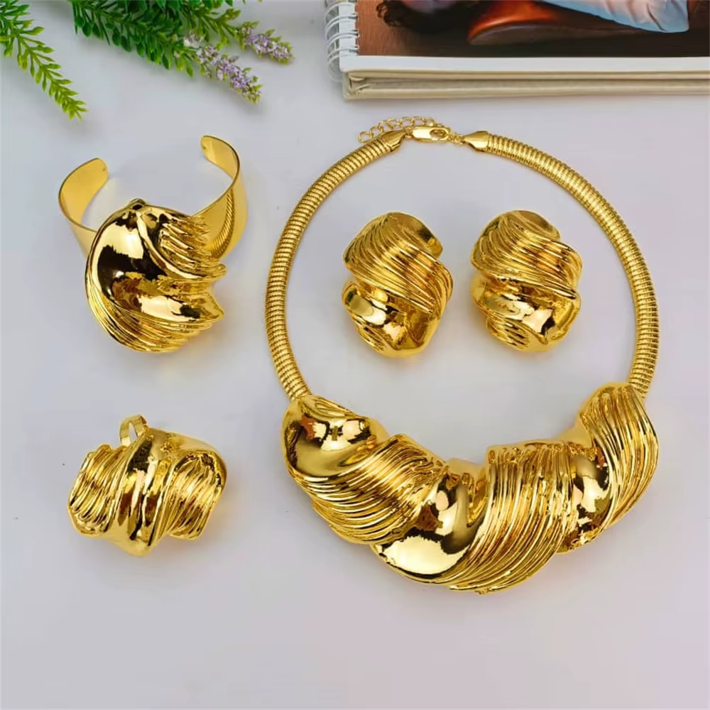 EMMA femmes mode ensemble de bijoux nouveau à la mode grand collier boucles d'oreilles ensembles Sty