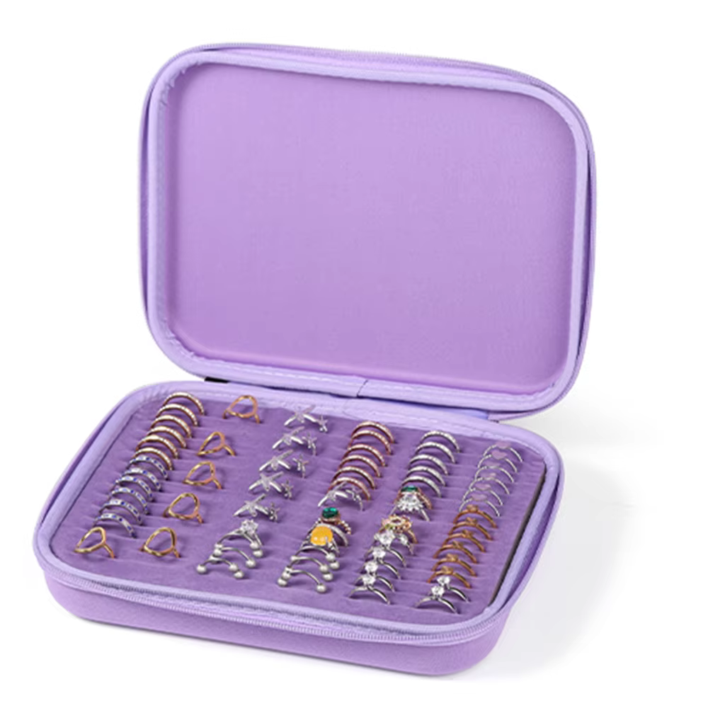 Boîte de rangement pour bagues - Boîte de collection de bijoux portable avec grande capacité pour pl