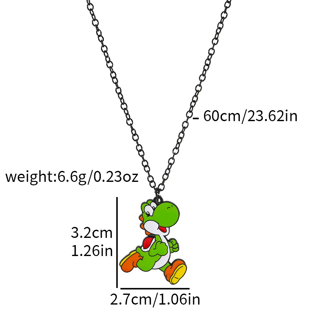 Collier en émail Dinosaure Vert - Pendentif Personnage Animal de Dessin Animé Bijou Tendance Cadeau