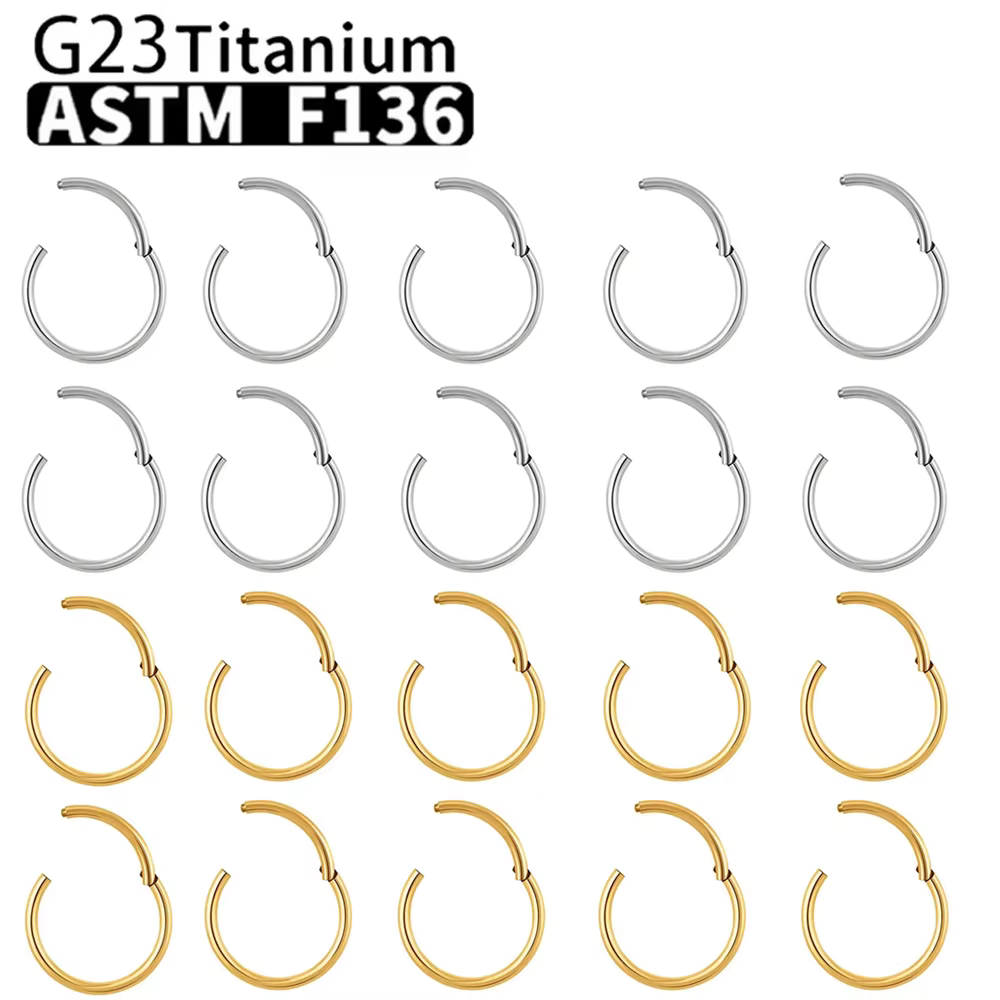 Anneaux de nez en titane G23, 10 pièces, pour femmes et hommes, bijoux de perçage, lèvre, oreille, c