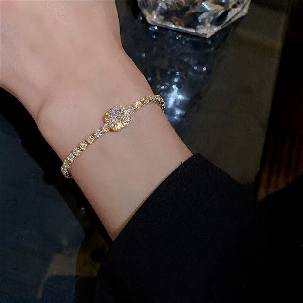 Bracelet en alliage Simple pour femmes, nouveau produit à la mode, or Rose, amour, strass, bijoux à 