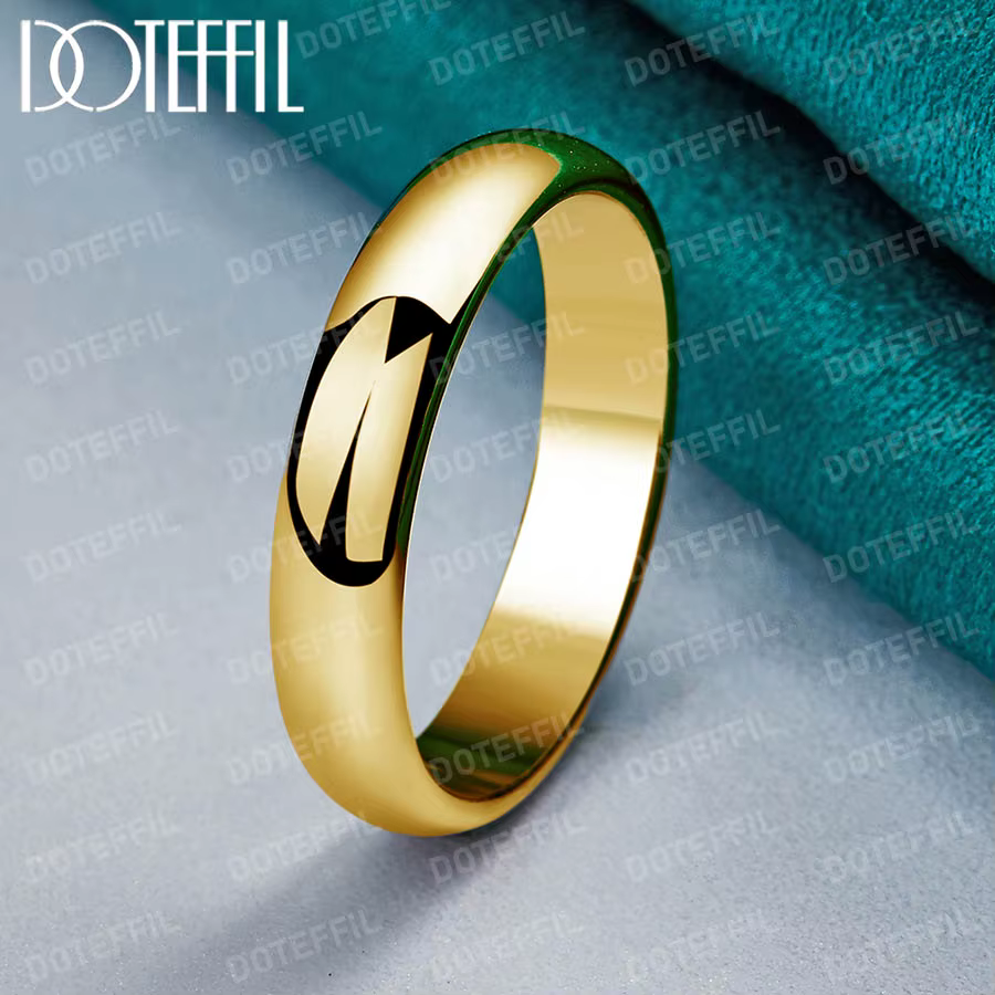 DOTEFFIL-Bague Classique en Or 18K pour Homme et Femme, Finition Lisse et Brillante, Mode, Mariage, 
