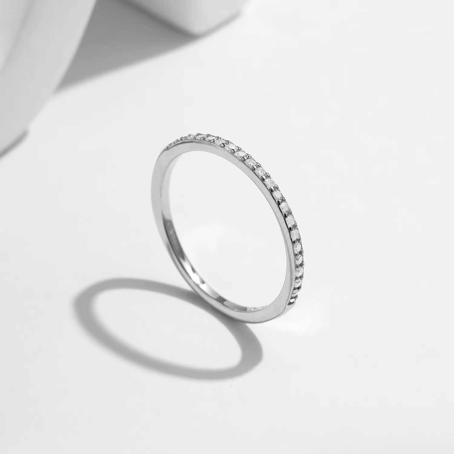 MODIAN Simple éternité Moissanite bague 925 en argent Sterling scintillant Simple mince anneaux de m