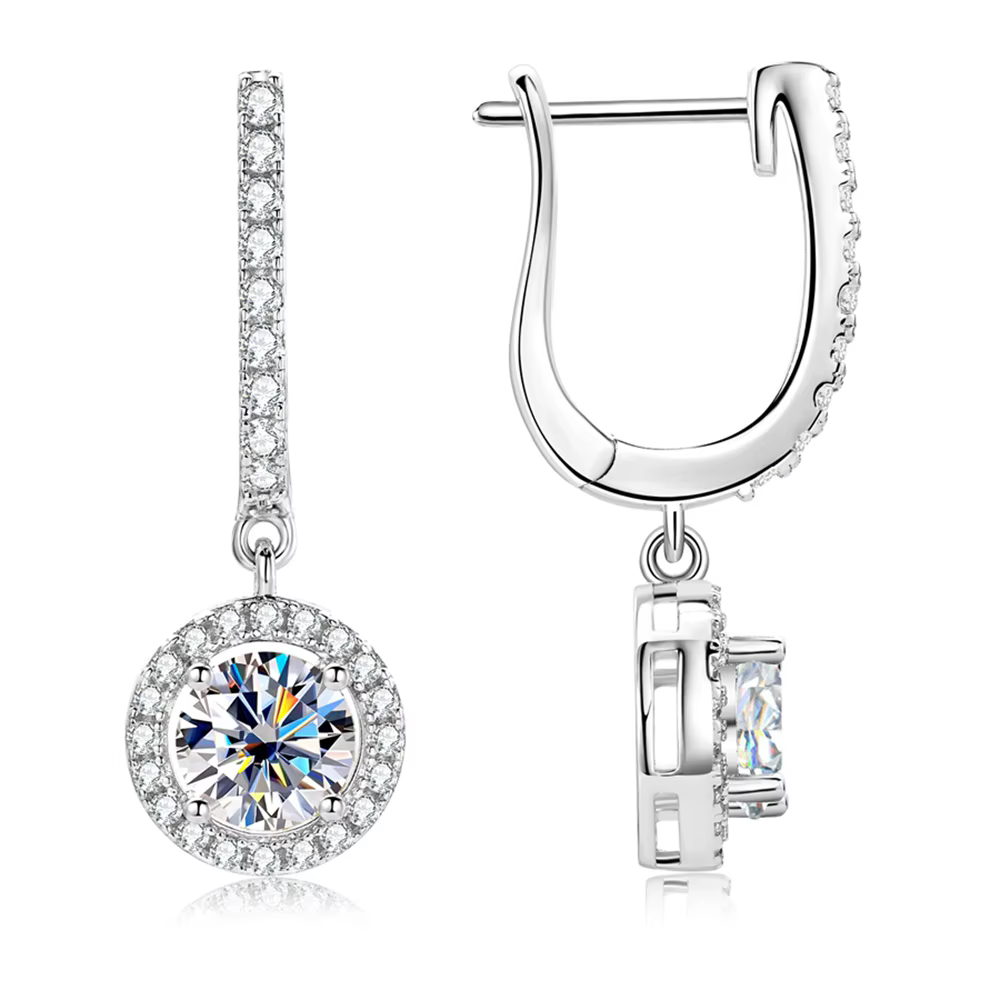 Vinregem GRA 3EX VVS1 D couleur coupe ronde 6.5MM vrais diamants Moissanite pierres précieuses boucl