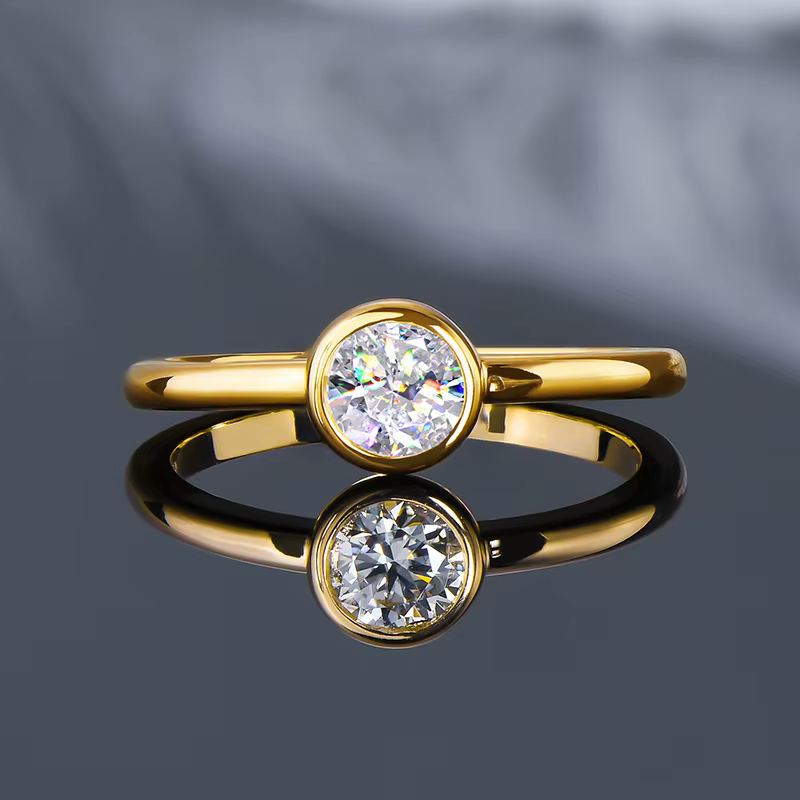 IOGOU – bague solitaire plaquée or 18 carats, 0,5 ct, en argent véritable 925, pour femmes, bijoux d