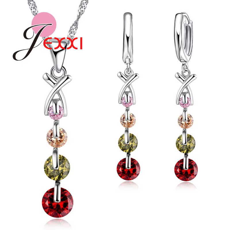 Ensemble de bijoux en cristal mélangé pour femmes, accessoires de mariage élégants, colliers et bouc