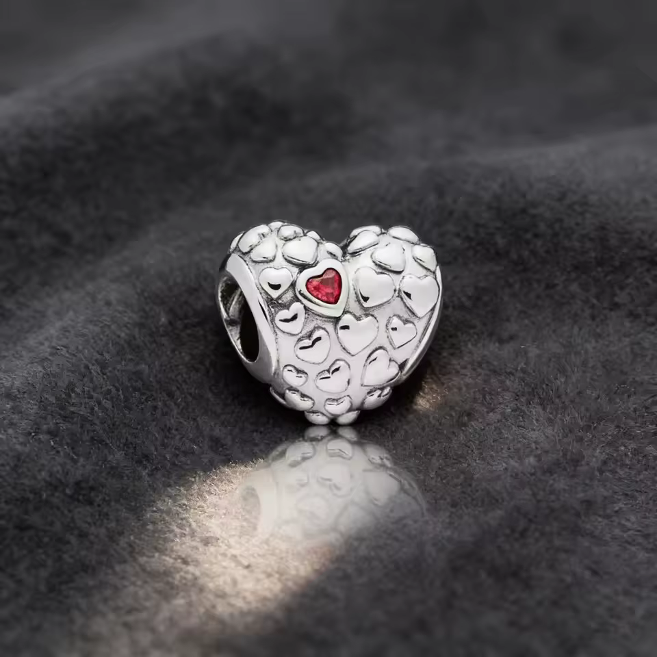 Nouvelle Collection – Pendentif Breloque Fleur Nœud en Zircon Rose en Argent 925, Idéal pour Bracele