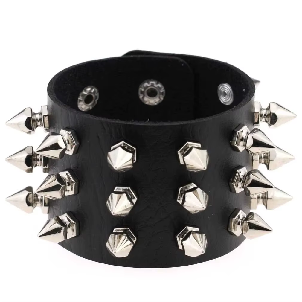 Bracelets en cuir à pointes pour hommes, bracelets cloutés, bracelet en métal, bijoux de mode gothiq