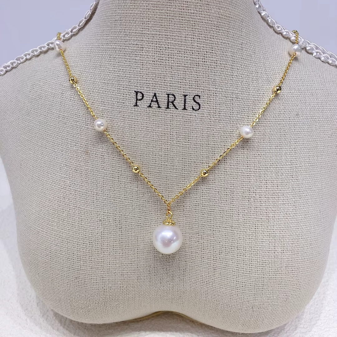 ZHBORUIN 2024 nouveau Babysbreath grand pendentif de perle ronde 100% véritable collier de perles d'