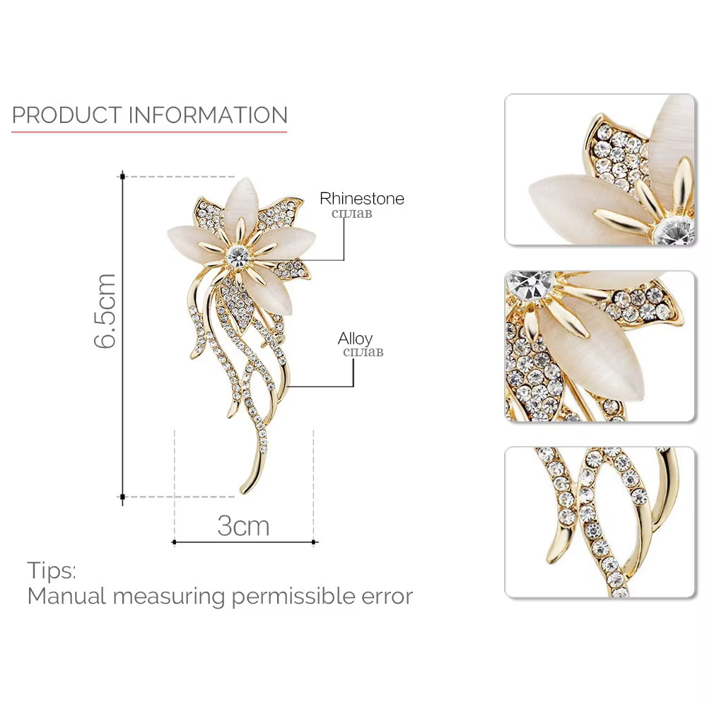 Broche fleur en cristal, accessoires de vêtement, bijoux pour mariage, broches à la mode
