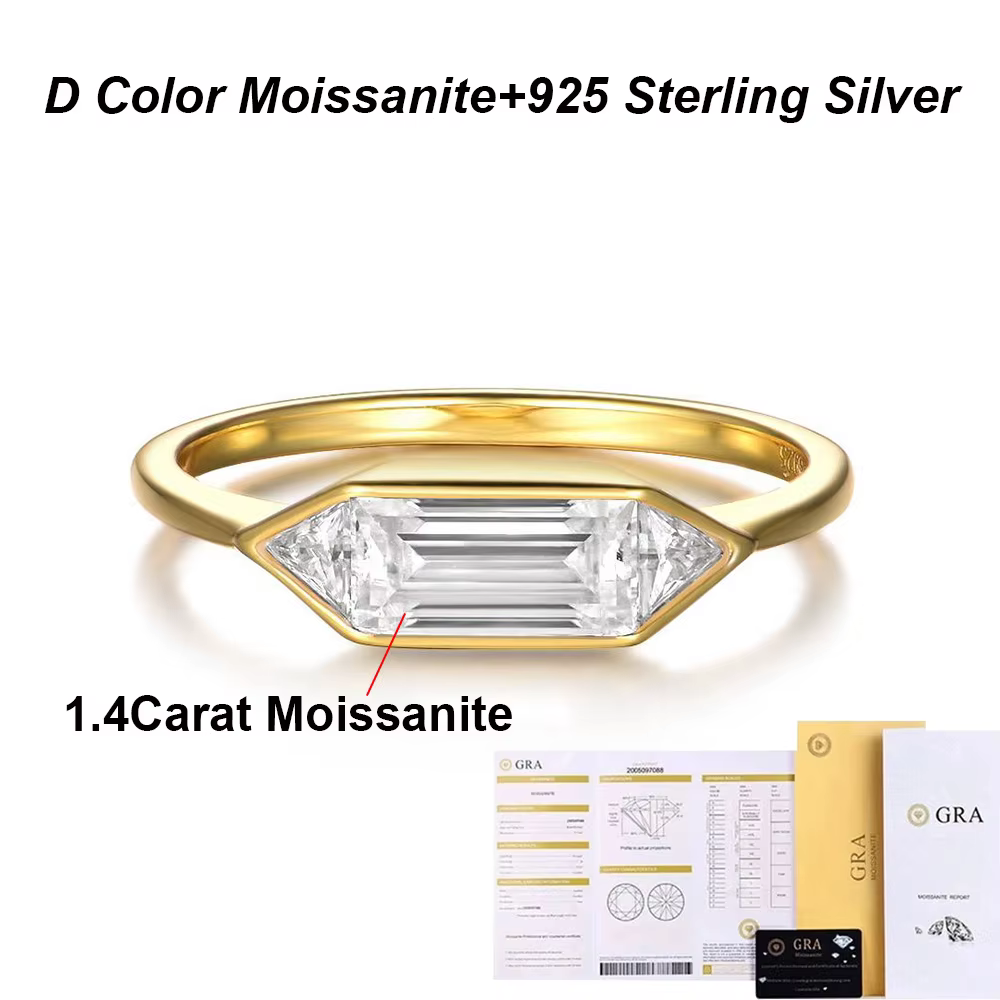 BXINY 1.4CT Moissanite anneaux 925 en argent Sterling pour les femmes Solitaire laboratoire diamant 