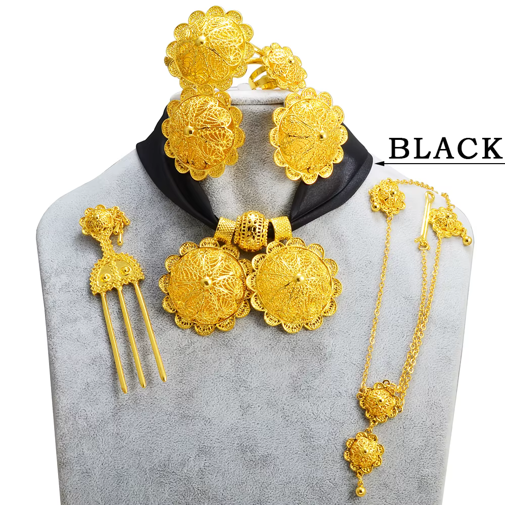 Anniyo – ensemble de bijoux éthiopiens, colliers, boucles d'oreilles, bagues, Bracelets, épingles à 