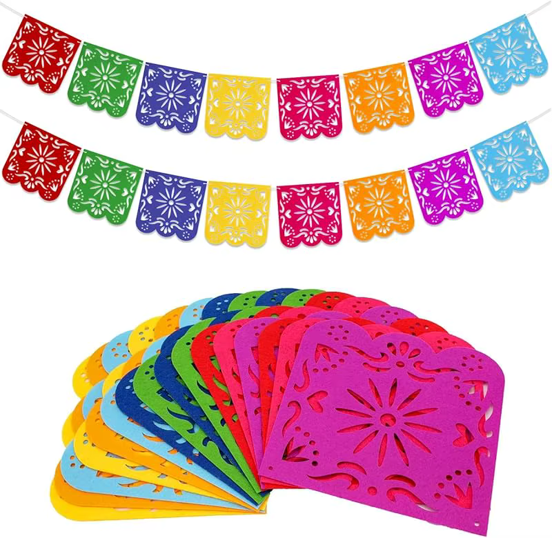 Bannière de décorations de fête mexicaine, bannière colorée Dia De Los Muertos Papel Picado, décor d