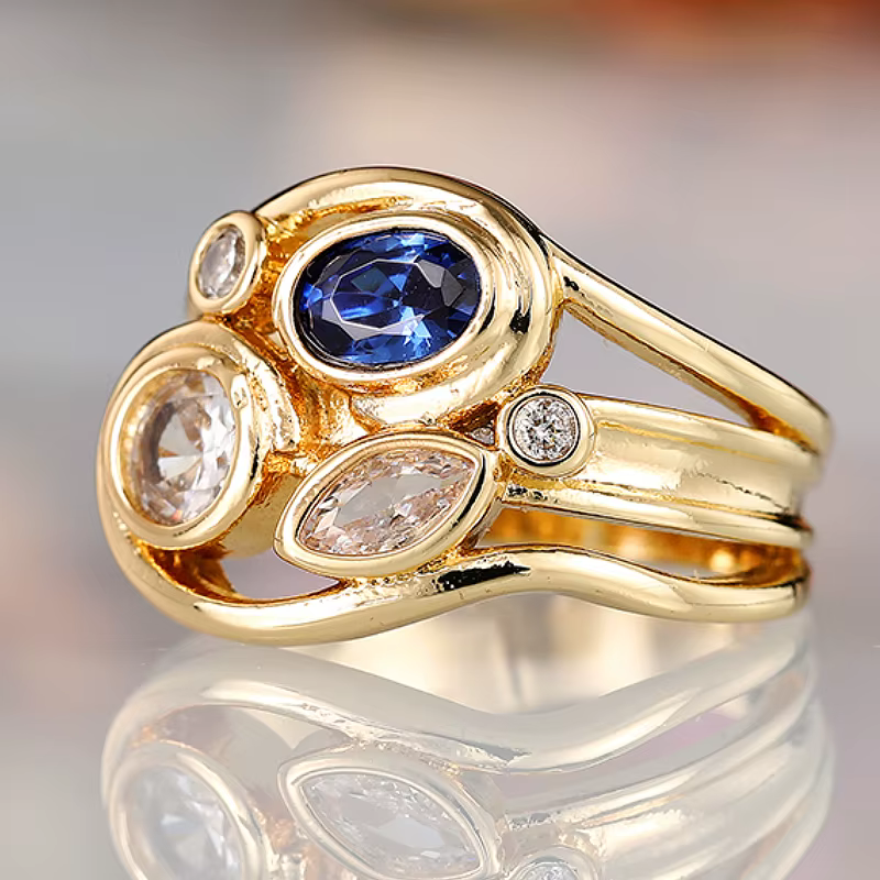 Huitan – bague en or pour femmes, Design croix noble, incrustée de zircone cubique brillante, access