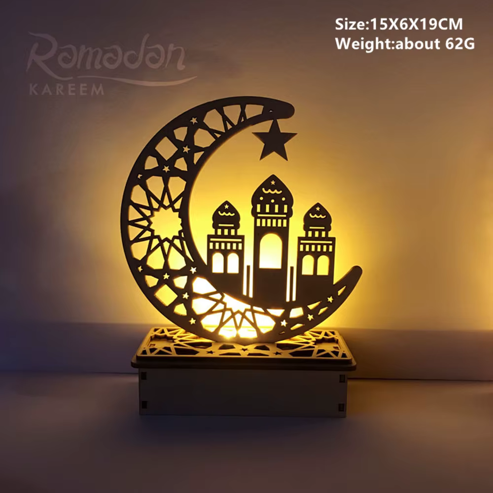 Lumières LED en bois pour la décoration de la maison, lumières de festival musulman, cadeaux de déco