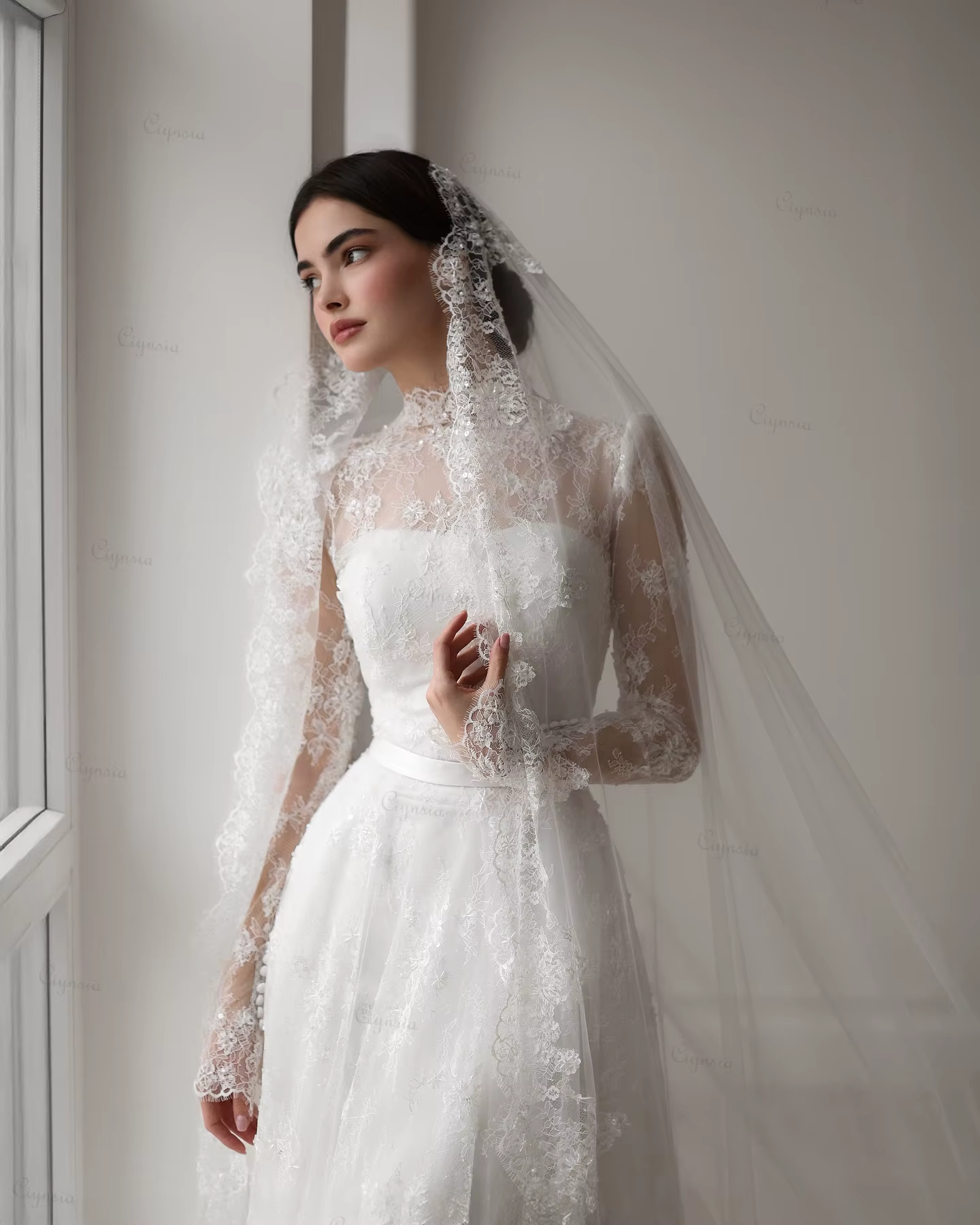Robes de mariée en dentelle française Ciynsia pour les mariées 2026, robe de mariée A-line personnal