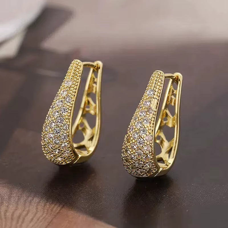 Huitan – boucles d'oreilles créoles couleur or/argent pour femmes, accessoires de luxe en zircone br