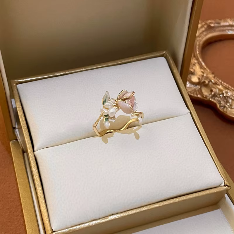 Bague Rose de beauté pour femmes, accessoires de bijoux de fiançailles, plaqué or et argent, belles 