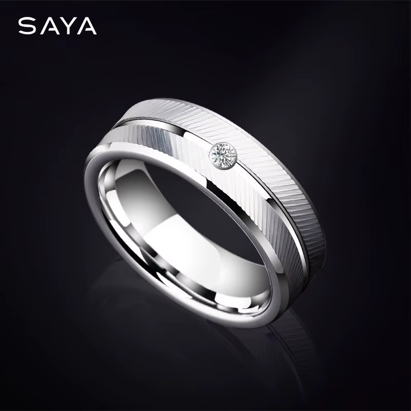 Bagues pour hommes et femmes, bagues en carbure de tungstène plaqué de 7mm de largeur, brossées avec