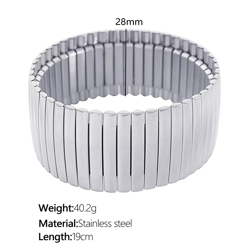 Loe-Bracelet localité artificiel astique Carré Simple pour Femme, Bijoux Punk Cubain en Acier Inoxyd