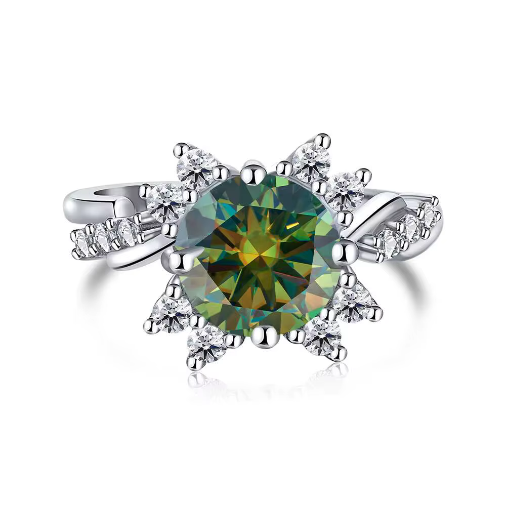 Bague Moissanite 2 Carat en Argent 100% pour Femme, Bijoux Magnifiques, Cadeaux, Charme, Taille 5-10