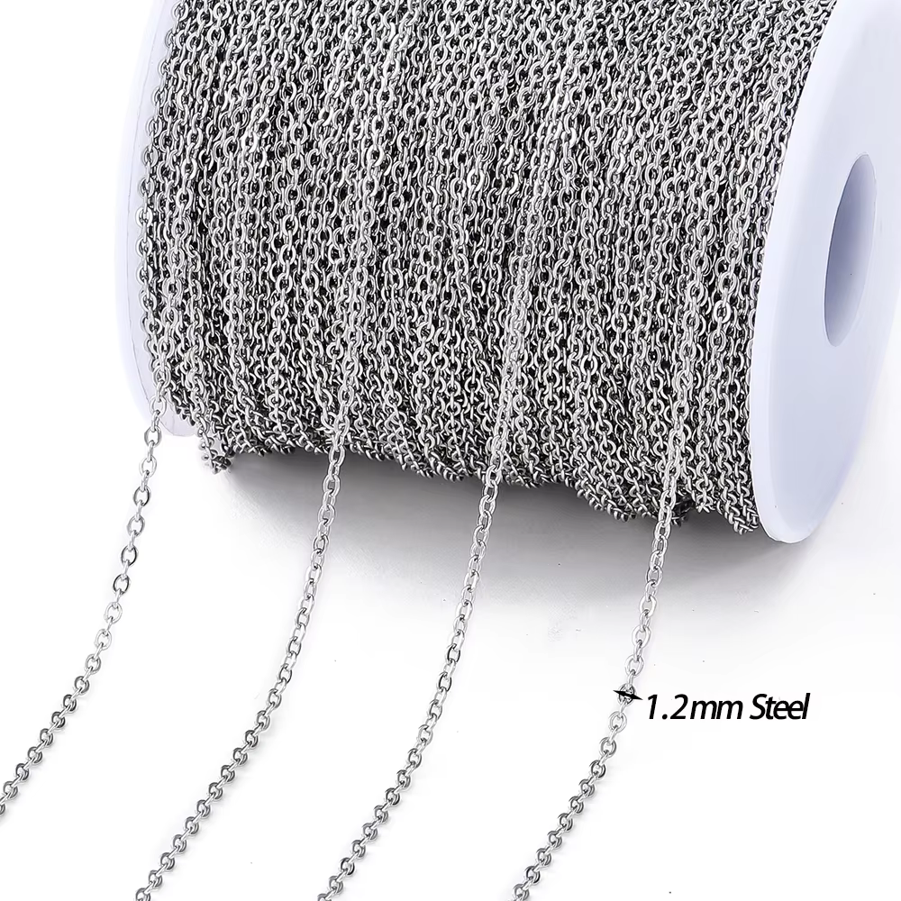 Perles en acier inoxydable de 2 mètres, accessoires pour bijoux de direction, bracelet et collier à 