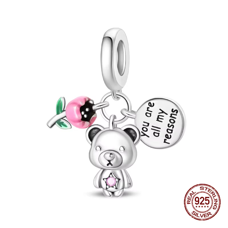 Pendentif Princesse Miroir Magique Original en Argent 925, Breloques Perles Compatibles Bracelet Ori