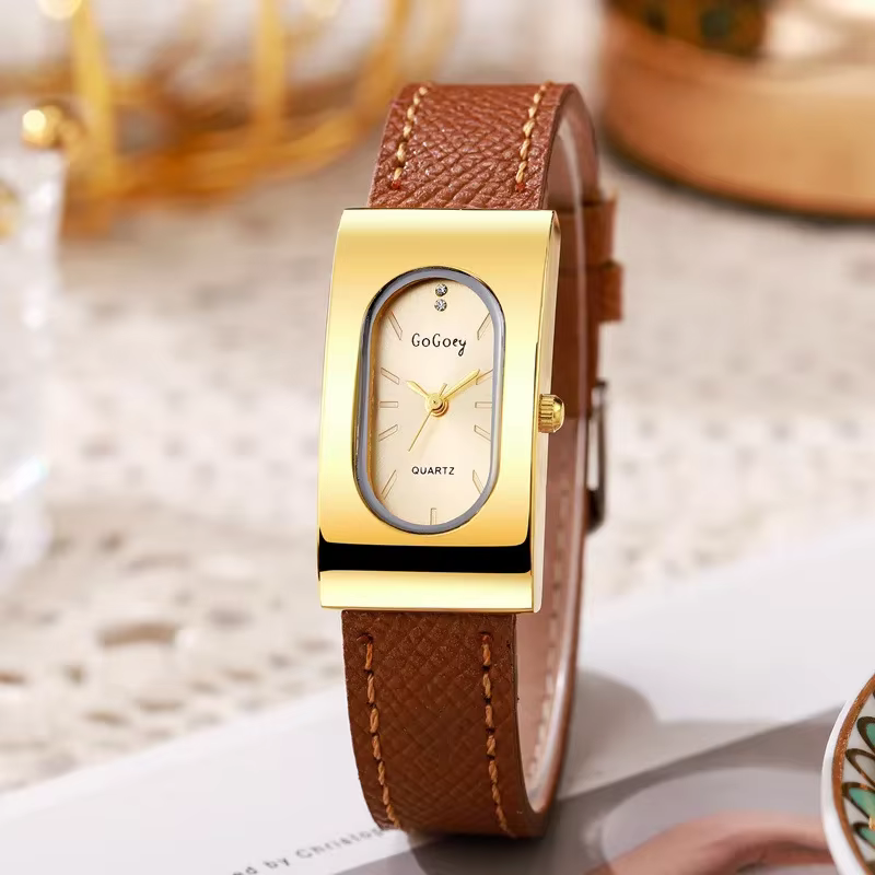 Dames de luxe marque femmes montre mode cadran rectangulaire montre à Quartz Simple bracelet en cuir