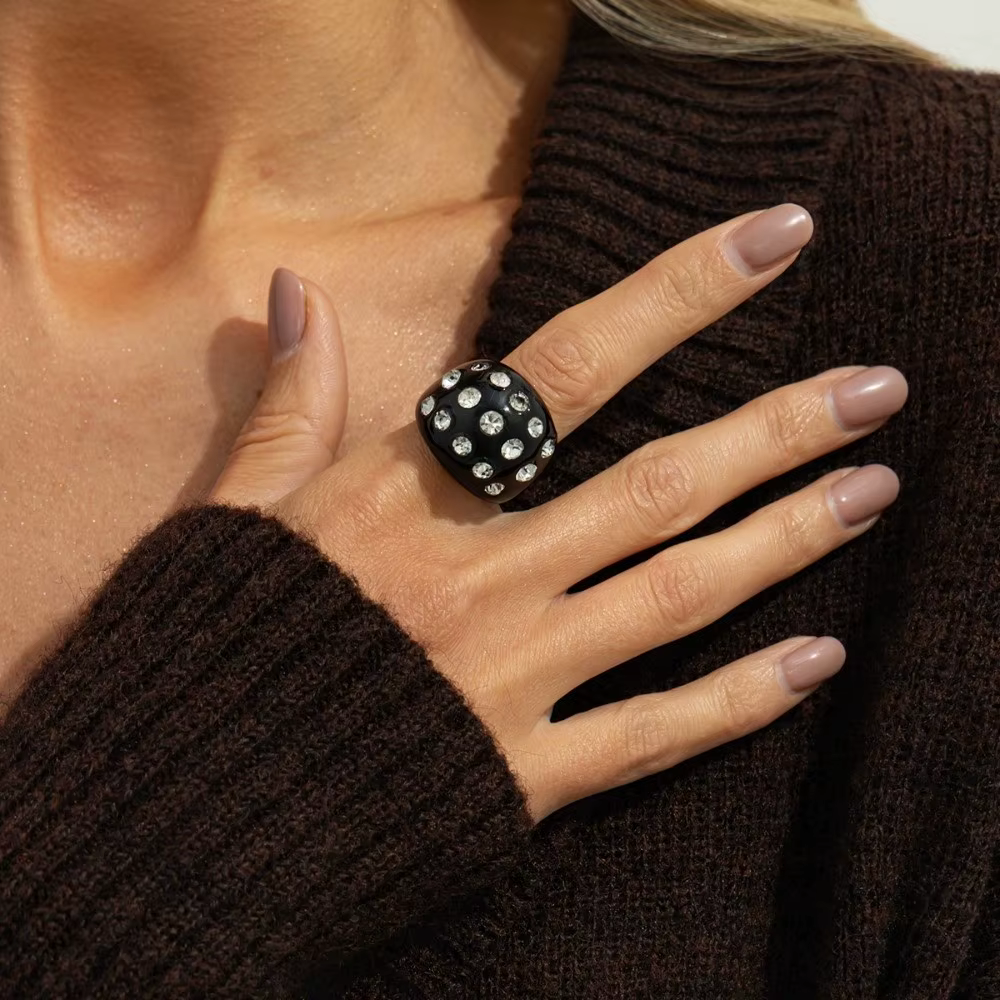 Ensemble de bracelets et bagues punk vintage, bracelet punk épais avec strass, ensemble de bracelets