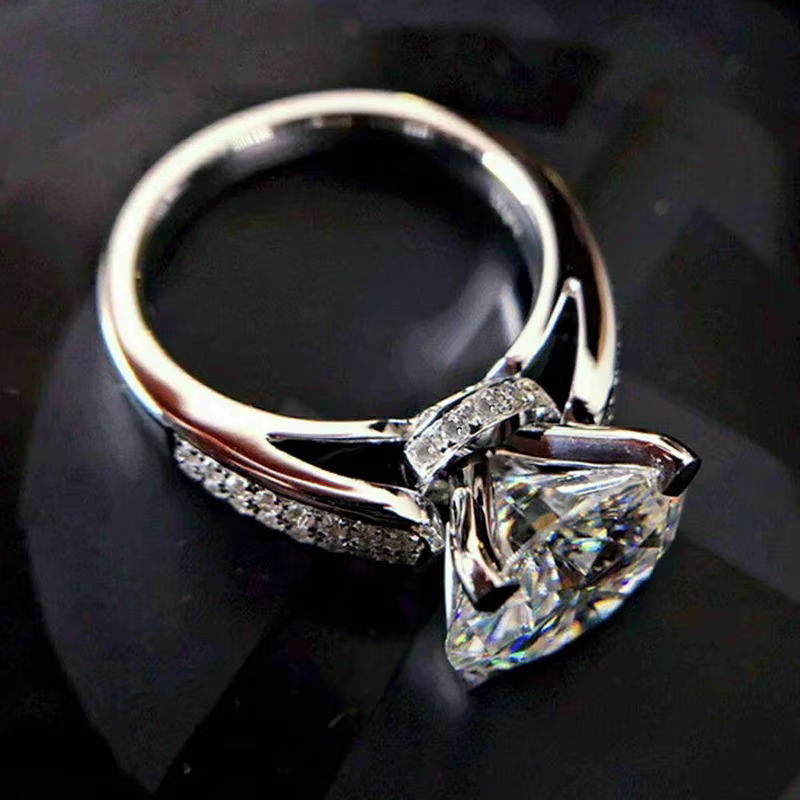 Huretailers-Bague de fiançailles de mariage classique pour femme, brillant, cubique, cristal de cone