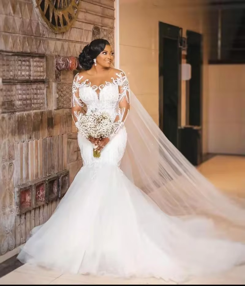 Robe de mariée sirène personnalisée, robes d'occasion formelle, robes de mariée princesse pour l'égl