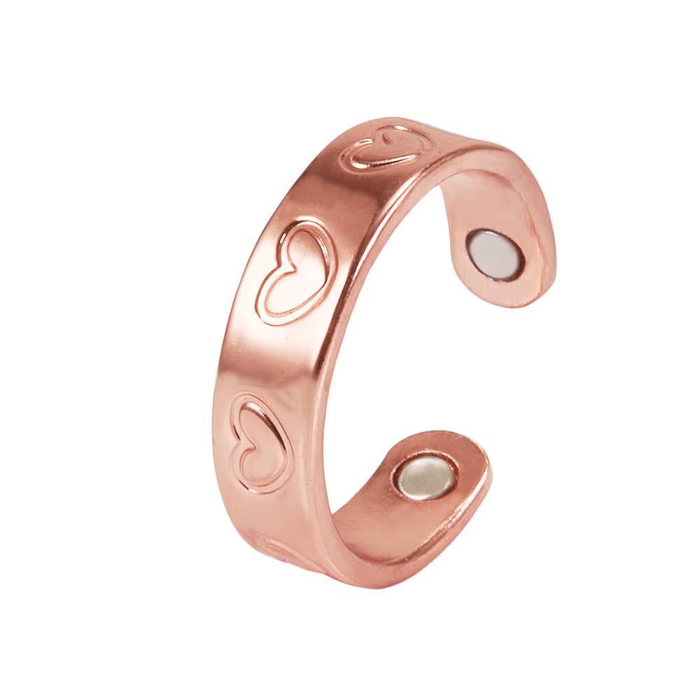 Vinterly Anneaux Magnétiques en Cuivre Pur 6mm en Forme de Cœur, Bijou de Doigt Ajustable pour la Sa