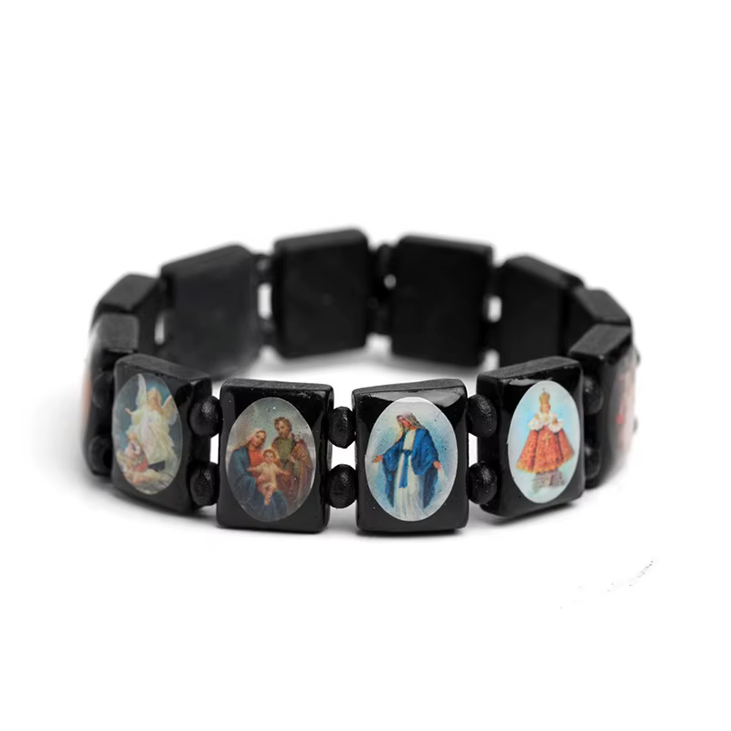 Bijoux catholiques en bois naturel, chapelet de foi de jésus chrétienne, bijoux à breloques religieu