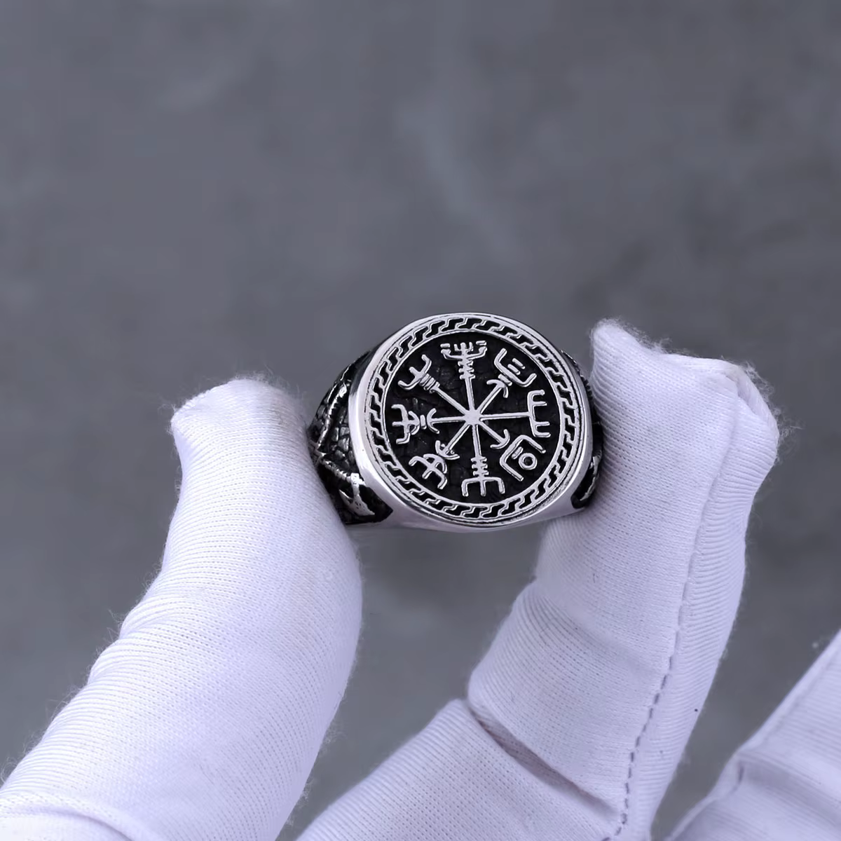 Bague Rune en acier inoxydable pour hommes, boussole Vikings Vegvisir, Vintage, mode, nœud celtique,